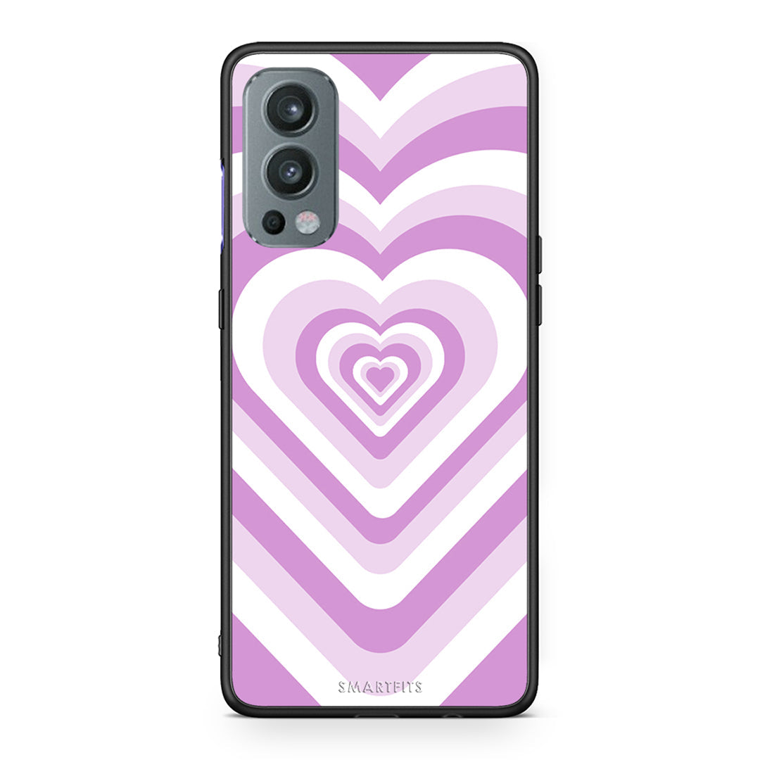 OnePlus Nord 2 5G Lilac Hearts θήκη από τη Smartfits με σχέδιο στο πίσω μέρος και μαύρο περίβλημα | Smartphone case with colorful back and black bezels by Smartfits
