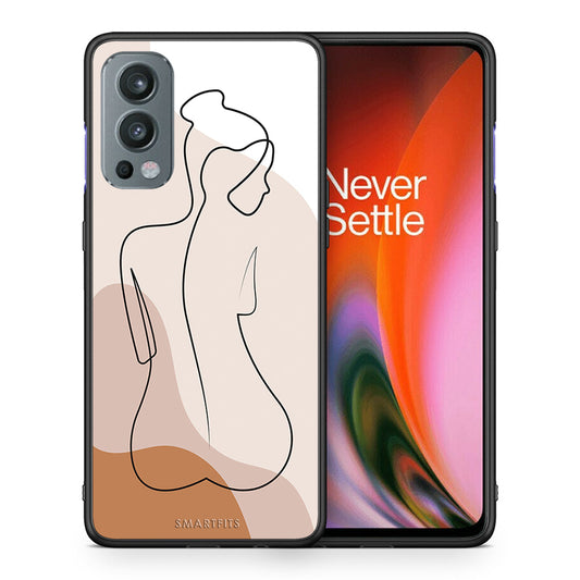 Θήκη OnePlus Nord 2 5G LineArt Woman από τη Smartfits με σχέδιο στο πίσω μέρος και μαύρο περίβλημα | OnePlus Nord 2 5G LineArt Woman case with colorful back and black bezels