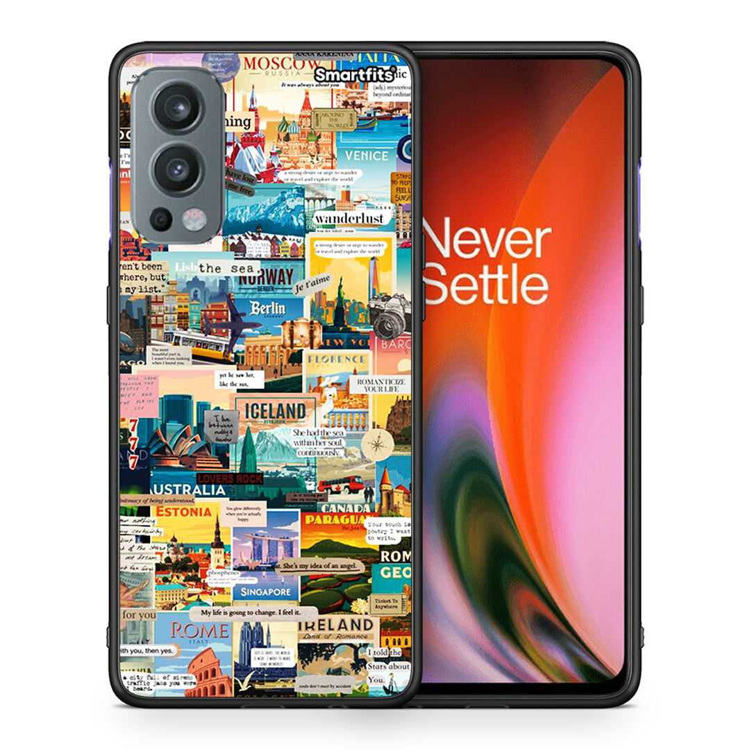 Θήκη OnePlus Nord 2 5G Live To Travel από τη Smartfits με σχέδιο στο πίσω μέρος και μαύρο περίβλημα | OnePlus Nord 2 5G Live To Travel case with colorful back and black bezels