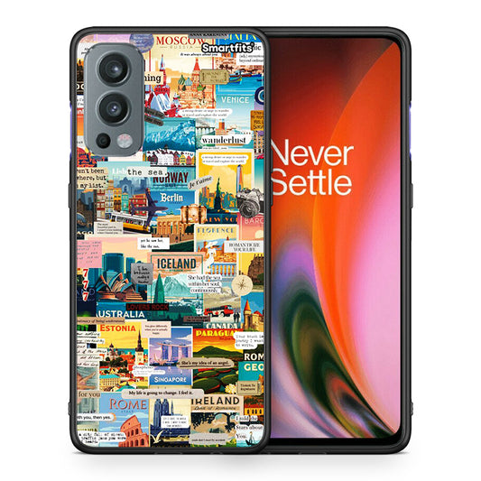 Θήκη OnePlus Nord 2 5G Live To Travel από τη Smartfits με σχέδιο στο πίσω μέρος και μαύρο περίβλημα | OnePlus Nord 2 5G Live To Travel case with colorful back and black bezels