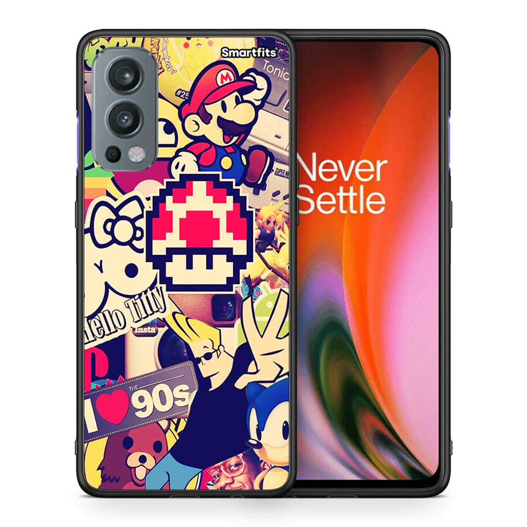 Θήκη OnePlus Nord 2 5G Love The 90s από τη Smartfits με σχέδιο στο πίσω μέρος και μαύρο περίβλημα | OnePlus Nord 2 5G Love The 90s case with colorful back and black bezels