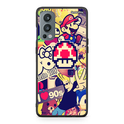 OnePlus Nord 2 5G Love The 90s θήκη από τη Smartfits με σχέδιο στο πίσω μέρος και μαύρο περίβλημα | Smartphone case with colorful back and black bezels by Smartfits