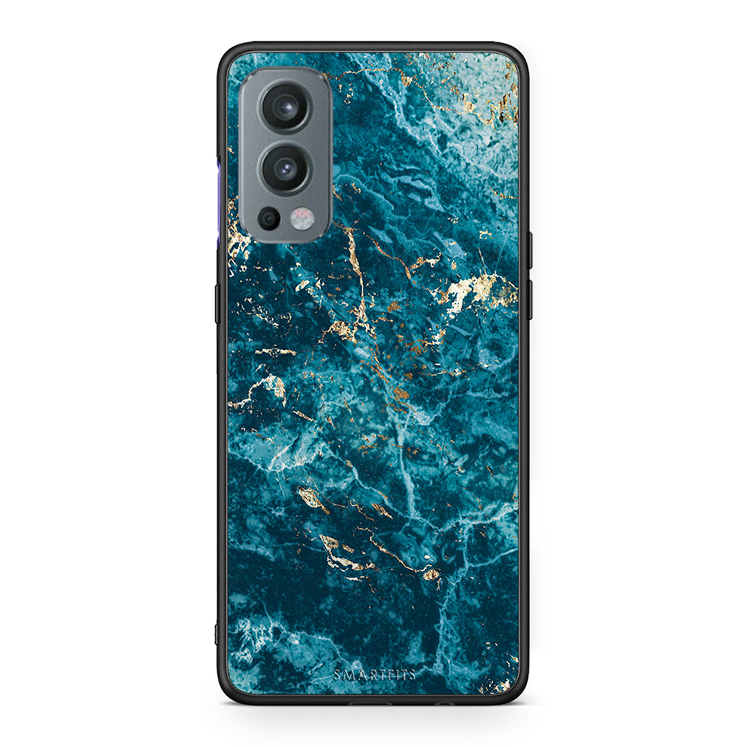 OnePlus Nord 2 5G Marble Blue θήκη από τη Smartfits με σχέδιο στο πίσω μέρος και μαύρο περίβλημα | Smartphone case with colorful back and black bezels by Smartfits