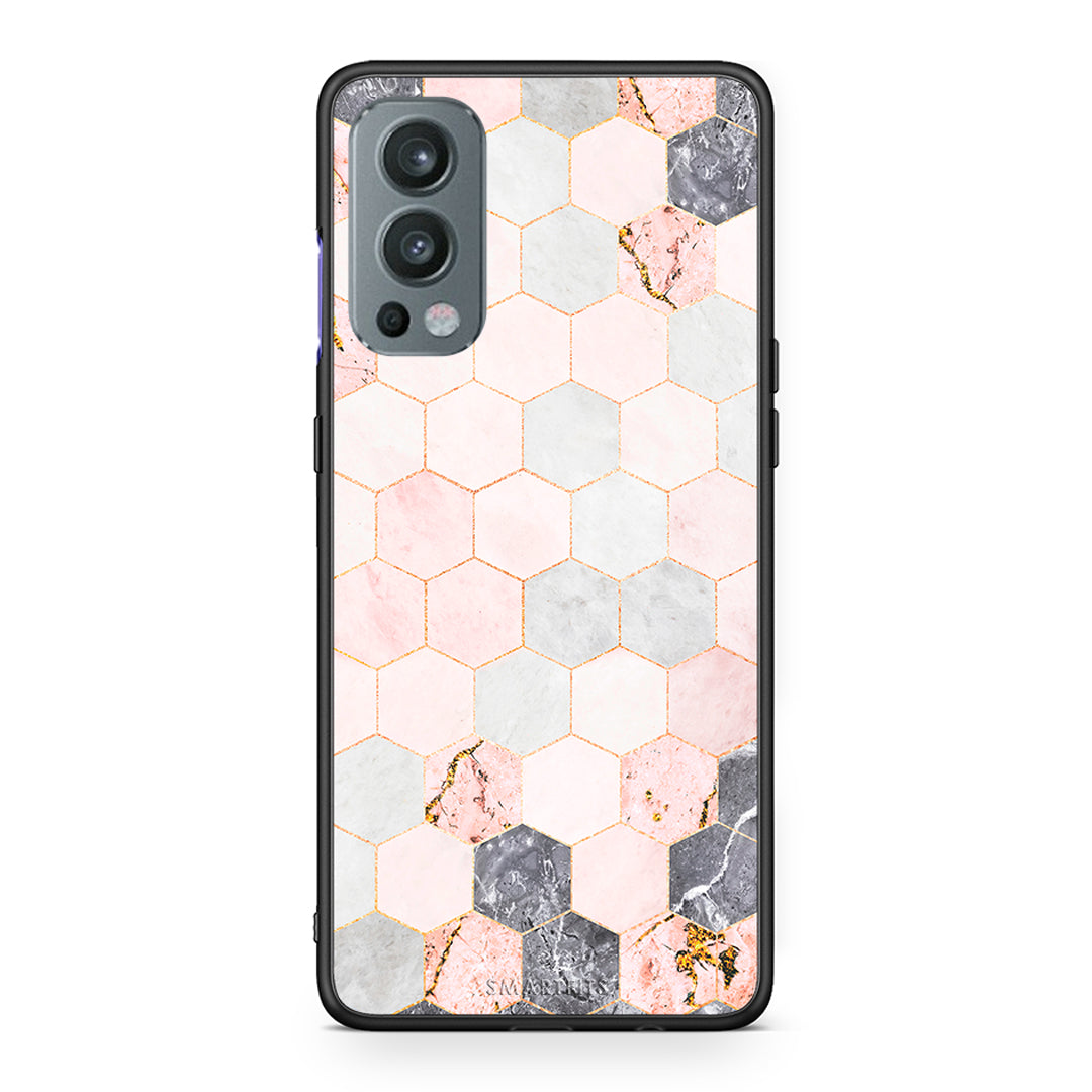 4 - OnePlus Nord 2 5G Hexagon Pink Marble case, cover, bumper