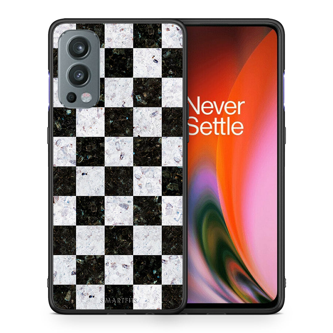 Θήκη OnePlus Nord 2 5G Square Geometric Marble από τη Smartfits με σχέδιο στο πίσω μέρος και μαύρο περίβλημα | OnePlus Nord 2 5G Square Geometric Marble case with colorful back and black bezels