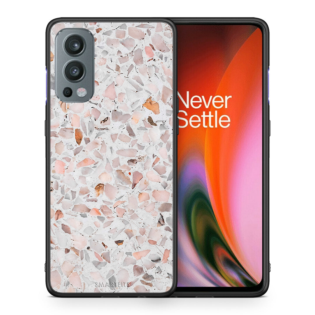 Θήκη OnePlus Nord 2 5G Marble Terrazzo από τη Smartfits με σχέδιο στο πίσω μέρος και μαύρο περίβλημα | OnePlus Nord 2 5G Marble Terrazzo case with colorful back and black bezels