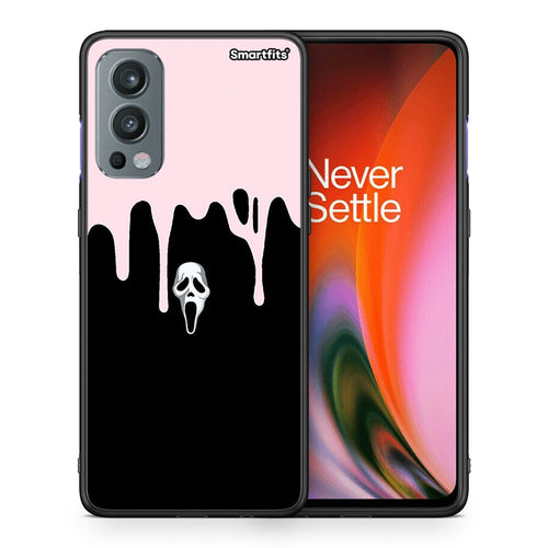 Θήκη OnePlus Nord 2 5G Melting Halloween Mask από τη Smartfits με σχέδιο στο πίσω μέρος και μαύρο περίβλημα | OnePlus Nord 2 5G Melting Halloween Mask case with colorful back and black bezels