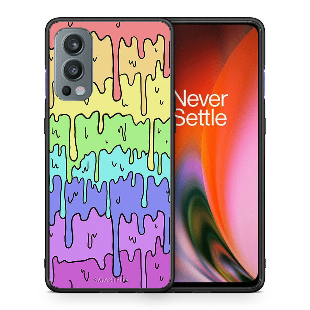 Θήκη OnePlus Nord 2 5G Melting Rainbow από τη Smartfits με σχέδιο στο πίσω μέρος και μαύρο περίβλημα | OnePlus Nord 2 5G Melting Rainbow case with colorful back and black bezels