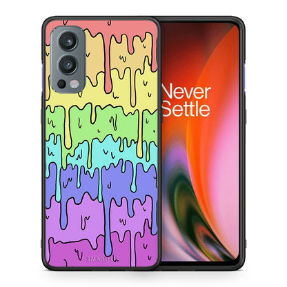 Θήκη OnePlus Nord 2 5G Melting Rainbow από τη Smartfits με σχέδιο στο πίσω μέρος και μαύρο περίβλημα | OnePlus Nord 2 5G Melting Rainbow case with colorful back and black bezels