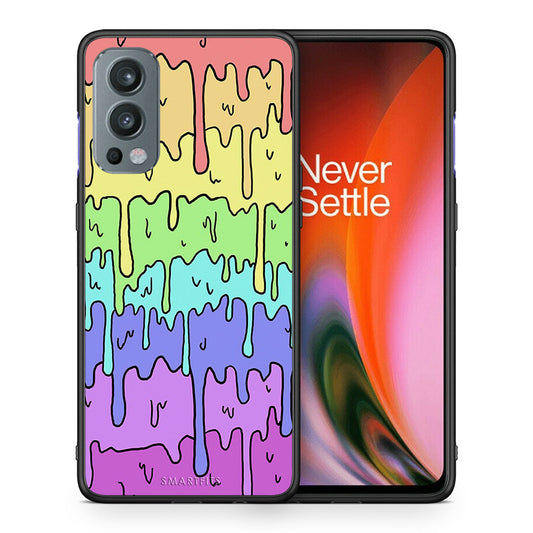 Θήκη OnePlus Nord 2 5G Melting Rainbow από τη Smartfits με σχέδιο στο πίσω μέρος και μαύρο περίβλημα | OnePlus Nord 2 5G Melting Rainbow case with colorful back and black bezels