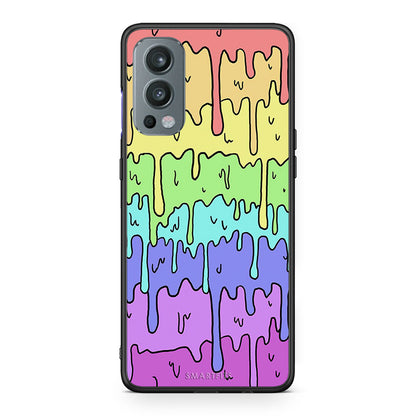 OnePlus Nord 2 5G Melting Rainbow θήκη από τη Smartfits με σχέδιο στο πίσω μέρος και μαύρο περίβλημα | Smartphone case with colorful back and black bezels by Smartfits