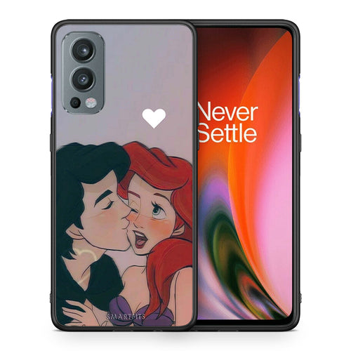 Θήκη Αγίου Βαλεντίνου OnePlus Nord 2 5G Mermaid Love από τη Smartfits με σχέδιο στο πίσω μέρος και μαύρο περίβλημα | OnePlus Nord 2 5G Mermaid Love case with colorful back and black bezels