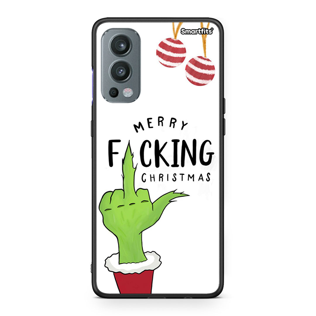 OnePlus Nord 2 5G Merry F Xmas θήκη από τη Smartfits με σχέδιο στο πίσω μέρος και μαύρο περίβλημα | Smartphone case with colorful back and black bezels by Smartfits