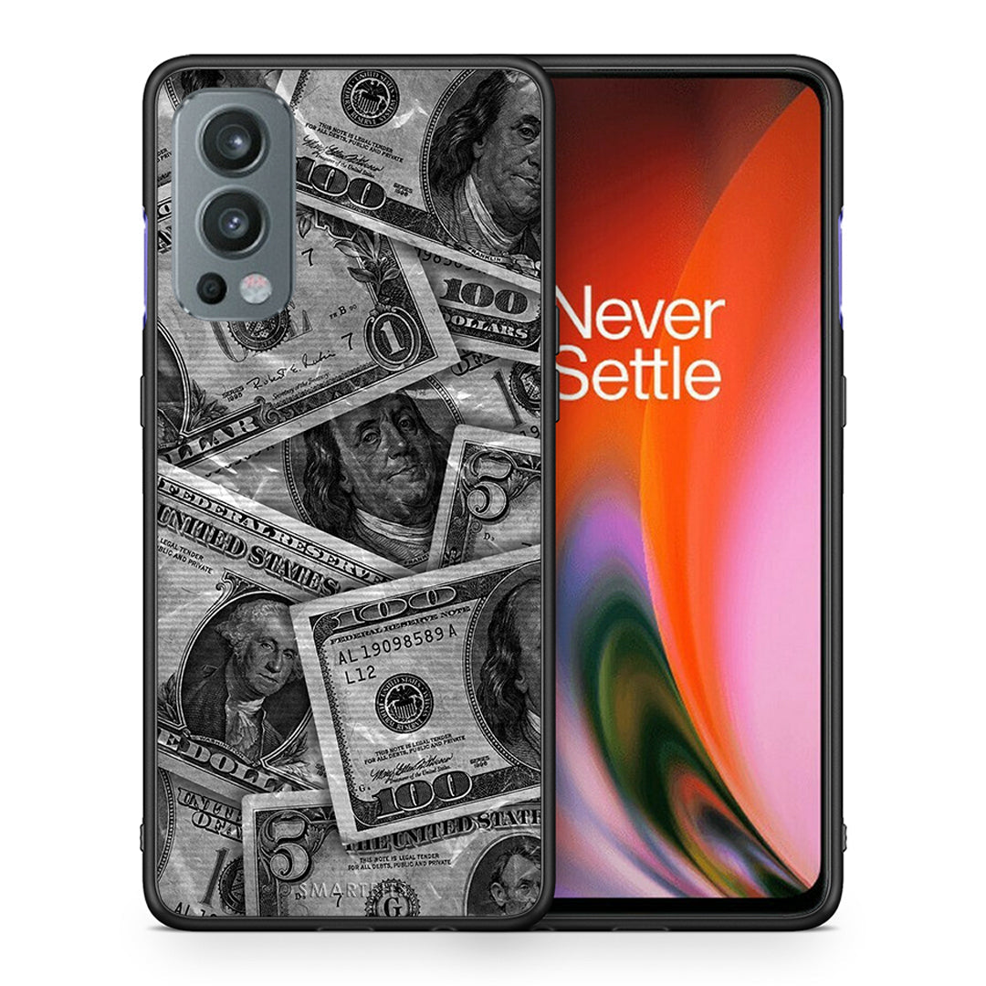 Θήκη OnePlus Nord 2 5G Money Dollars από τη Smartfits με σχέδιο στο πίσω μέρος και μαύρο περίβλημα | OnePlus Nord 2 5G Money Dollars case with colorful back and black bezels