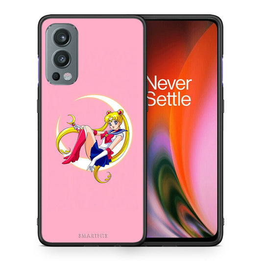 Θήκη OnePlus Nord 2 5G Moon Girl από τη Smartfits με σχέδιο στο πίσω μέρος και μαύρο περίβλημα | OnePlus Nord 2 5G Moon Girl case with colorful back and black bezels