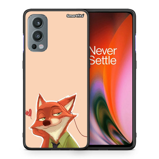 Θήκη OnePlus Nord 2 5G Nick Wilde And Judy Hopps Love 1 από τη Smartfits με σχέδιο στο πίσω μέρος και μαύρο περίβλημα | OnePlus Nord 2 5G Nick Wilde And Judy Hopps Love 1 case with colorful back and black bezels