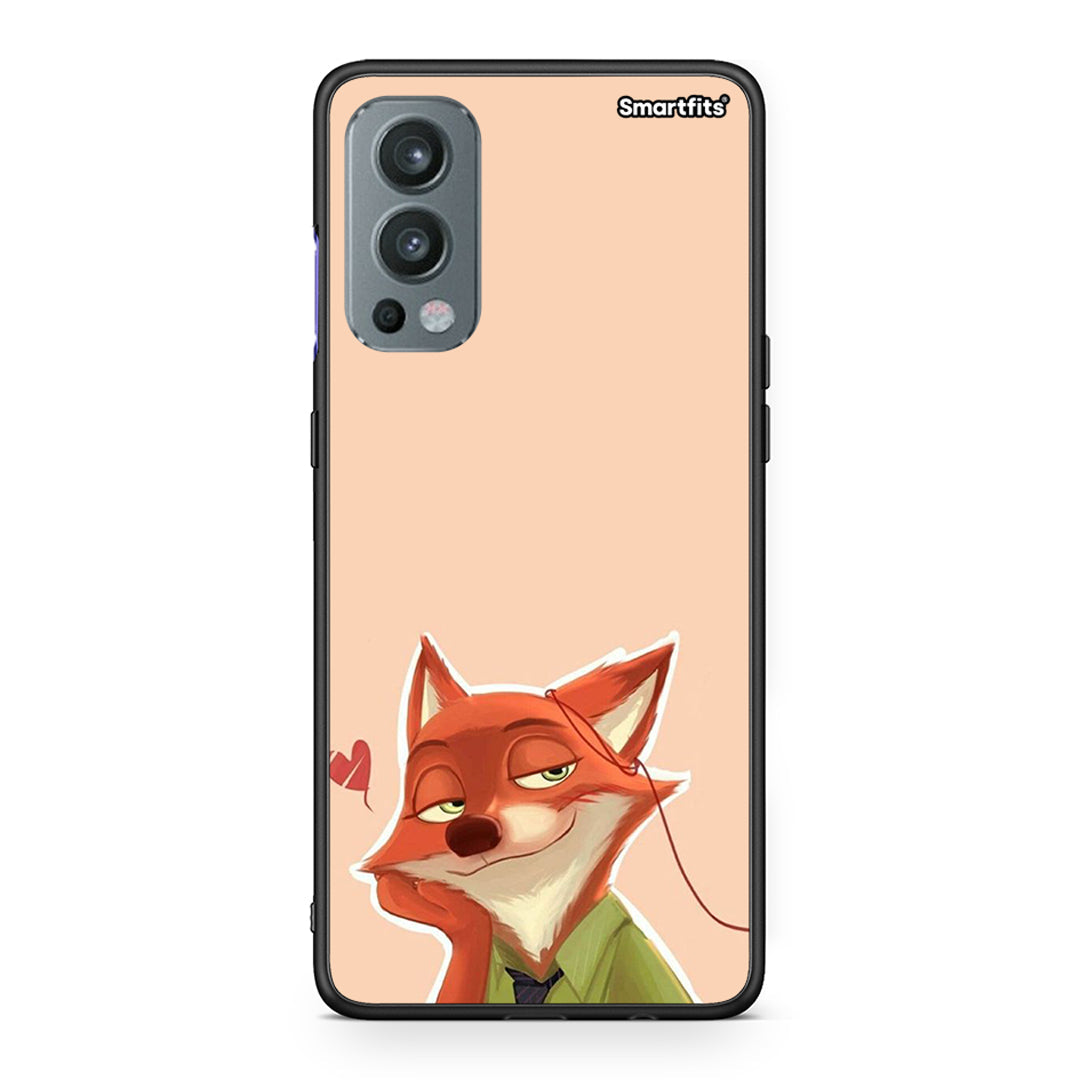 OnePlus Nord 2 5G Nick Wilde And Judy Hopps Love 1 θήκη από τη Smartfits με σχέδιο στο πίσω μέρος και μαύρο περίβλημα | Smartphone case with colorful back and black bezels by Smartfits