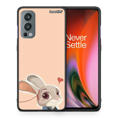 Θήκη OnePlus Nord 2 5G Nick Wilde And Judy Hopps Love 2 από τη Smartfits με σχέδιο στο πίσω μέρος και μαύρο περίβλημα | OnePlus Nord 2 5G Nick Wilde And Judy Hopps Love 2 case with colorful back and black bezels