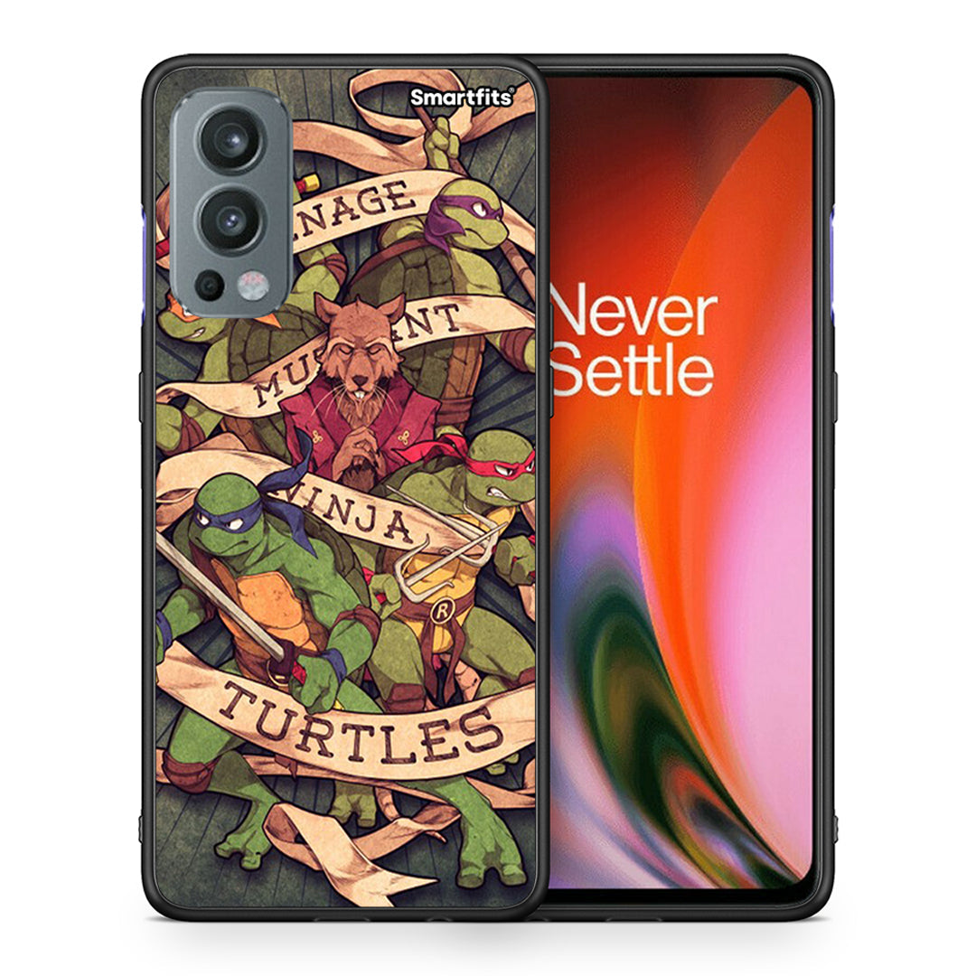 Θήκη OnePlus Nord 2 5G Ninja Turtles από τη Smartfits με σχέδιο στο πίσω μέρος και μαύρο περίβλημα | OnePlus Nord 2 5G Ninja Turtles case with colorful back and black bezels