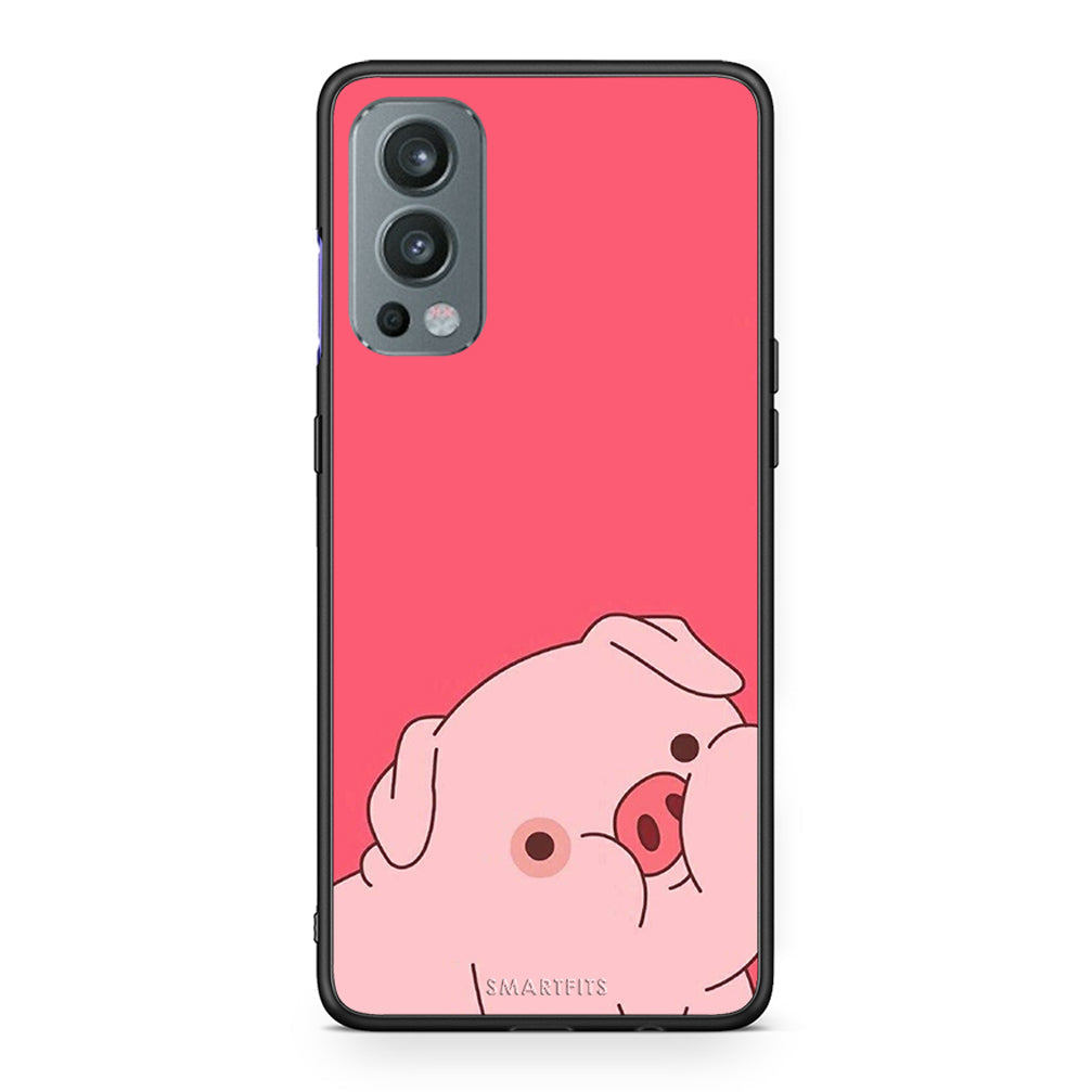 OnePlus Nord 2 5G Pig Love 1 Θήκη Αγίου Βαλεντίνου από τη Smartfits με σχέδιο στο πίσω μέρος και μαύρο περίβλημα | Smartphone case with colorful back and black bezels by Smartfits