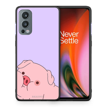 Θήκη Αγίου Βαλεντίνου OnePlus Nord 2 5G Pig Love 2 από τη Smartfits με σχέδιο στο πίσω μέρος και μαύρο περίβλημα | OnePlus Nord 2 5G Pig Love 2 case with colorful back and black bezels