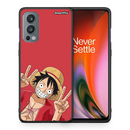 Θήκη OnePlus Nord 2 5G Pirate Luffy από τη Smartfits με σχέδιο στο πίσω μέρος και μαύρο περίβλημα | OnePlus Nord 2 5G Pirate Luffy case with colorful back and black bezels