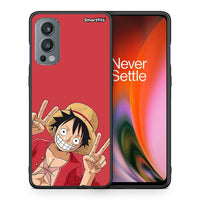 Thumbnail for Θήκη OnePlus Nord 2 5G Pirate Luffy από τη Smartfits με σχέδιο στο πίσω μέρος και μαύρο περίβλημα | OnePlus Nord 2 5G Pirate Luffy case with colorful back and black bezels