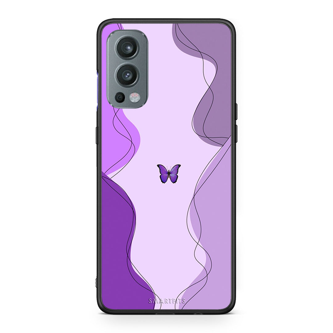 OnePlus Nord 2 5G Purple Mariposa Θήκη Αγίου Βαλεντίνου από τη Smartfits με σχέδιο στο πίσω μέρος και μαύρο περίβλημα | Smartphone case with colorful back and black bezels by Smartfits