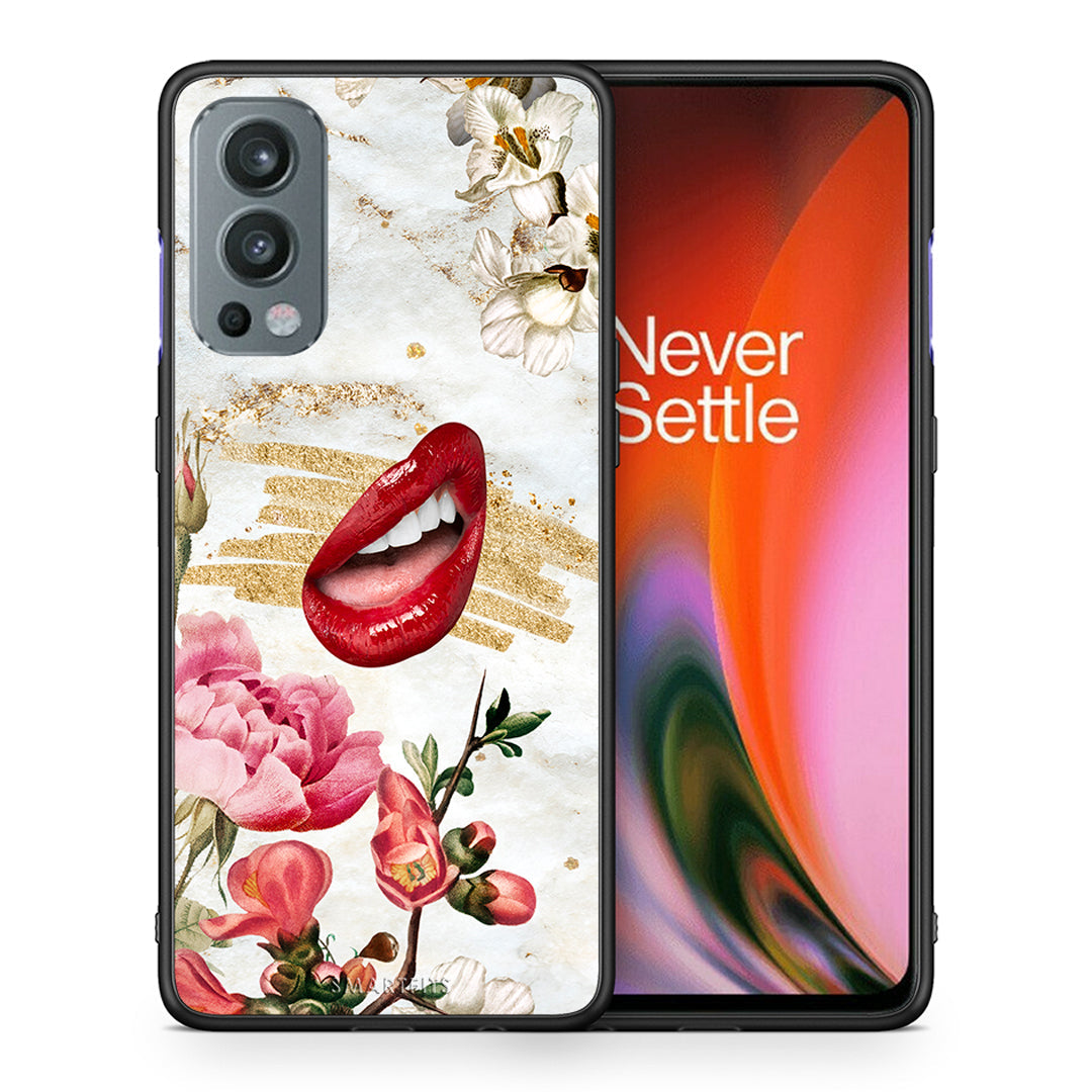 Θήκη OnePlus Nord 2 5G Red Lips από τη Smartfits με σχέδιο στο πίσω μέρος και μαύρο περίβλημα | OnePlus Nord 2 5G Red Lips case with colorful back and black bezels