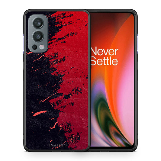 Θήκη Αγίου Βαλεντίνου OnePlus Nord 2 5G Red Paint από τη Smartfits με σχέδιο στο πίσω μέρος και μαύρο περίβλημα | OnePlus Nord 2 5G Red Paint case with colorful back and black bezels