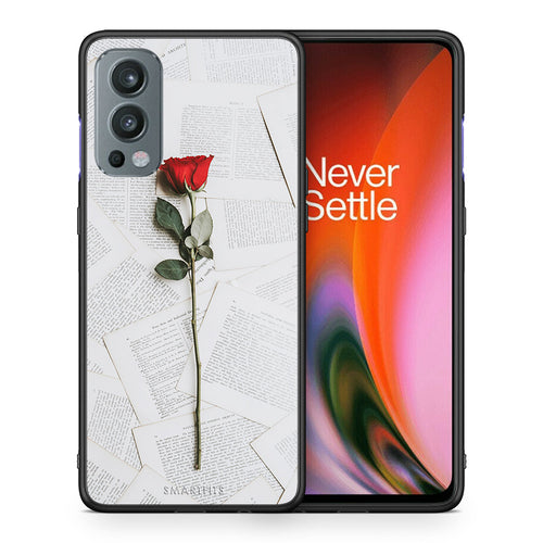 Θήκη OnePlus Nord 2 5G Red Rose από τη Smartfits με σχέδιο στο πίσω μέρος και μαύρο περίβλημα | OnePlus Nord 2 5G Red Rose case with colorful back and black bezels