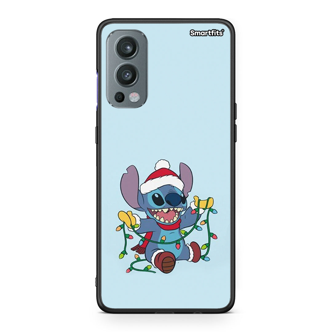 OnePlus Nord 2 5G Santa Stich θήκη από τη Smartfits με σχέδιο στο πίσω μέρος και μαύρο περίβλημα | Smartphone case with colorful back and black bezels by Smartfits