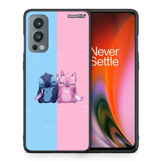 Θήκη OnePlus Nord 2 5G Stitch And Angel από τη Smartfits με σχέδιο στο πίσω μέρος και μαύρο περίβλημα | OnePlus Nord 2 5G Stitch And Angel case with colorful back and black bezels