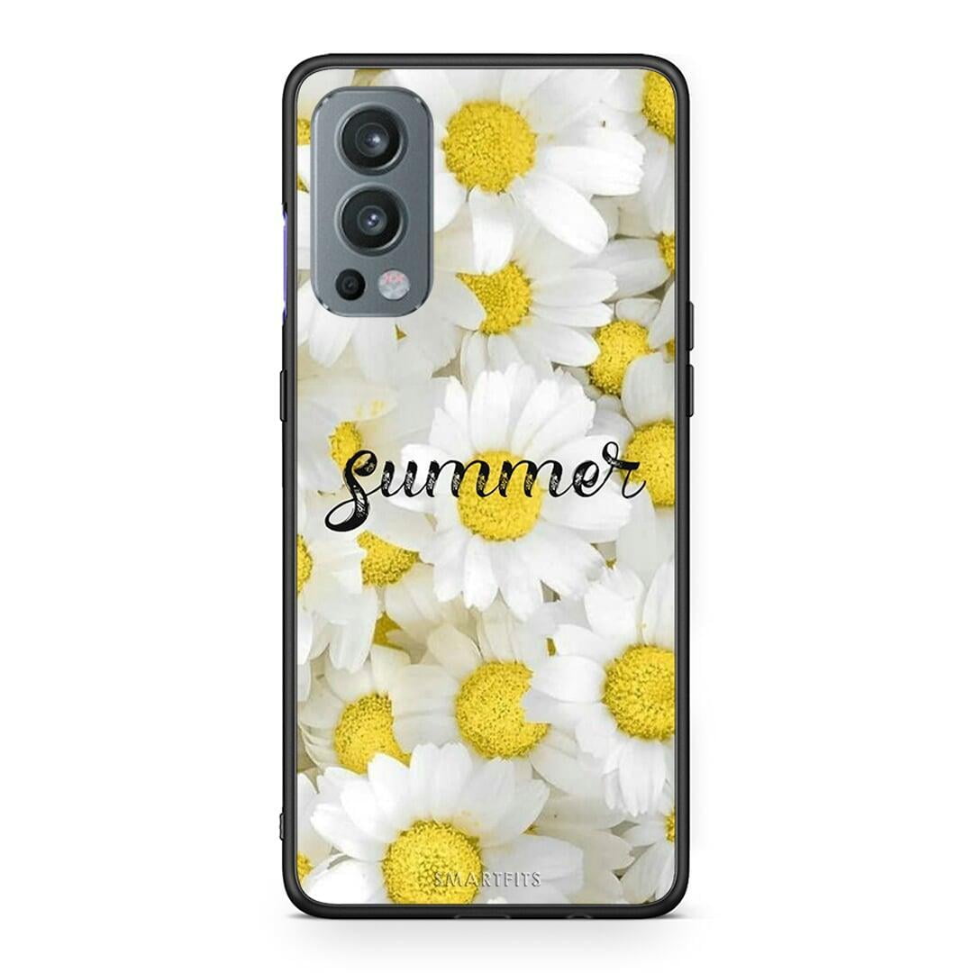 OnePlus Nord 2 5G Summer Daisies Θήκη από τη Smartfits με σχέδιο στο πίσω μέρος και μαύρο περίβλημα | Smartphone case with colorful back and black bezels by Smartfits