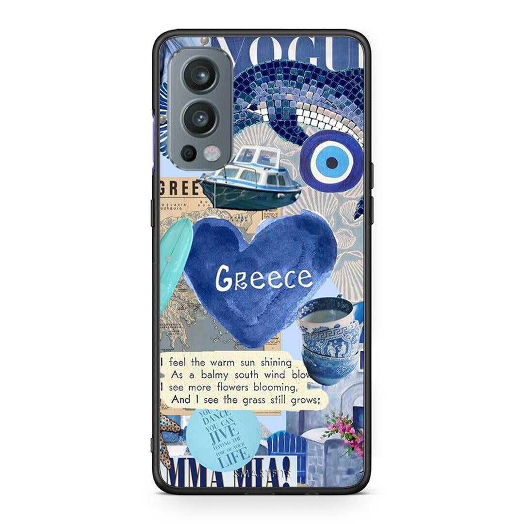 OnePlus Nord 2 5G Summer In Greece Θήκη από τη Smartfits με σχέδιο στο πίσω μέρος και μαύρο περίβλημα | Smartphone case with colorful back and black bezels by Smartfits