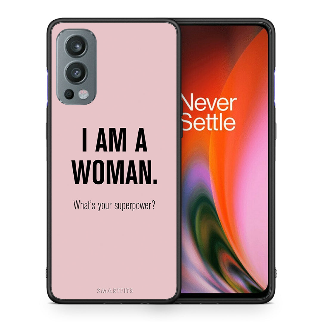 Θήκη OnePlus Nord 2 5G Superpower Woman από τη Smartfits με σχέδιο στο πίσω μέρος και μαύρο περίβλημα | OnePlus Nord 2 5G Superpower Woman case with colorful back and black bezels