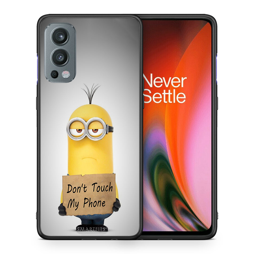 Θήκη OnePlus Nord 2 5G Minion Text από τη Smartfits με σχέδιο στο πίσω μέρος και μαύρο περίβλημα | OnePlus Nord 2 5G Minion Text case with colorful back and black bezels