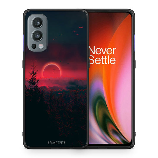 Θήκη OnePlus Nord 2 5G Sunset Tropic από τη Smartfits με σχέδιο στο πίσω μέρος και μαύρο περίβλημα | OnePlus Nord 2 5G Sunset Tropic case with colorful back and black bezels