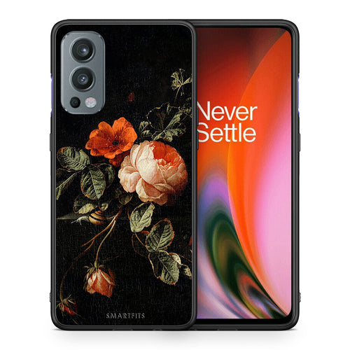 Θήκη OnePlus Nord 2 5G Vintage Roses από τη Smartfits με σχέδιο στο πίσω μέρος και μαύρο περίβλημα | OnePlus Nord 2 5G Vintage Roses case with colorful back and black bezels