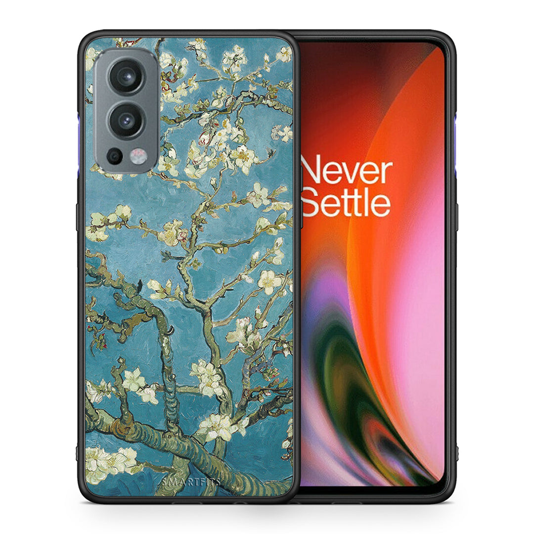 Θήκη OnePlus Nord 2 5G White Blossoms από τη Smartfits με σχέδιο στο πίσω μέρος και μαύρο περίβλημα | OnePlus Nord 2 5G White Blossoms case with colorful back and black bezels
