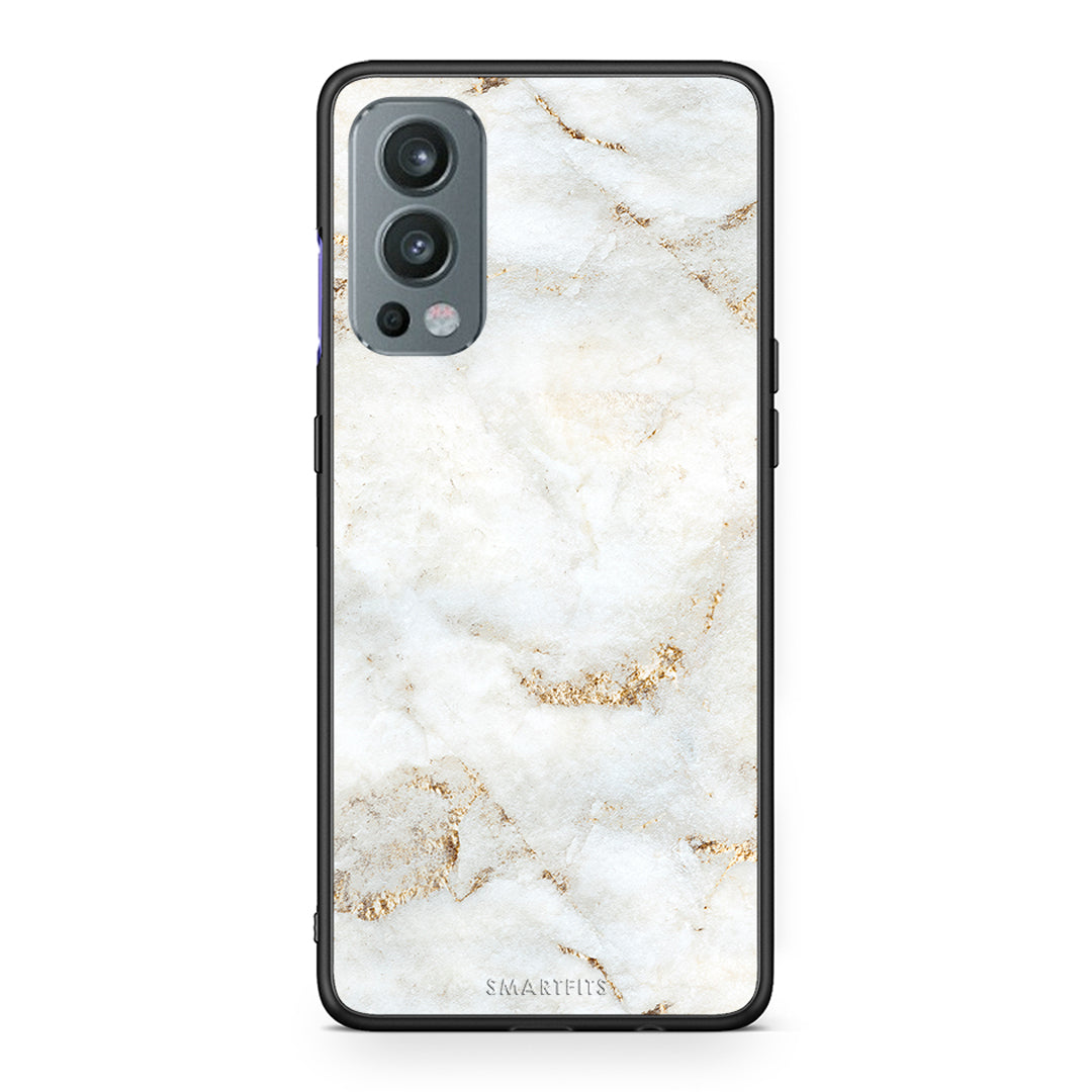 OnePlus Nord 2 5G White Gold Marble θήκη από τη Smartfits με σχέδιο στο πίσω μέρος και μαύρο περίβλημα | Smartphone case with colorful back and black bezels by Smartfits