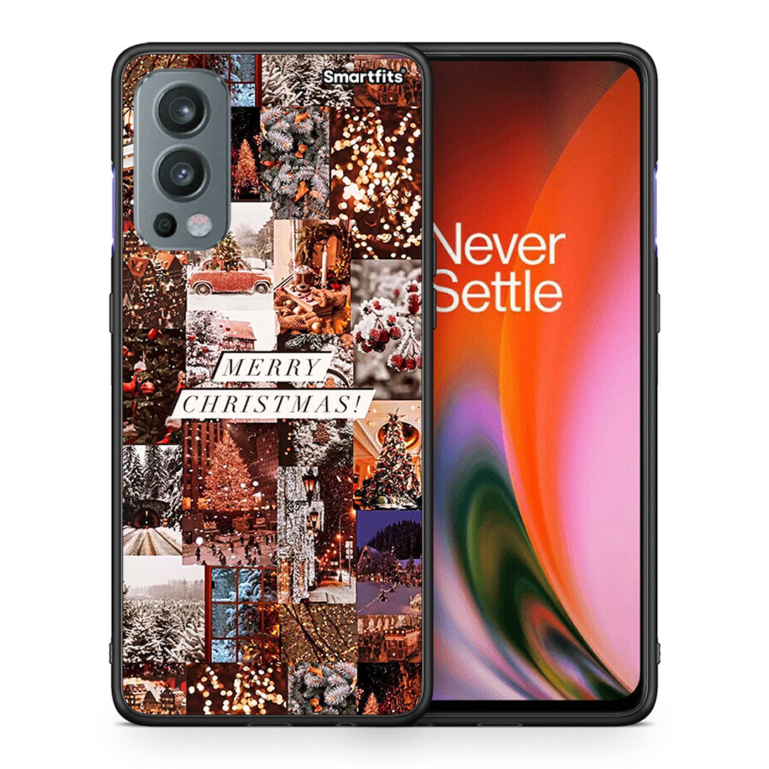 Θήκη OnePlus Nord 2 5G Xmas Collage από τη Smartfits με σχέδιο στο πίσω μέρος και μαύρο περίβλημα | OnePlus Nord 2 5G Xmas Collage case with colorful back and black bezels