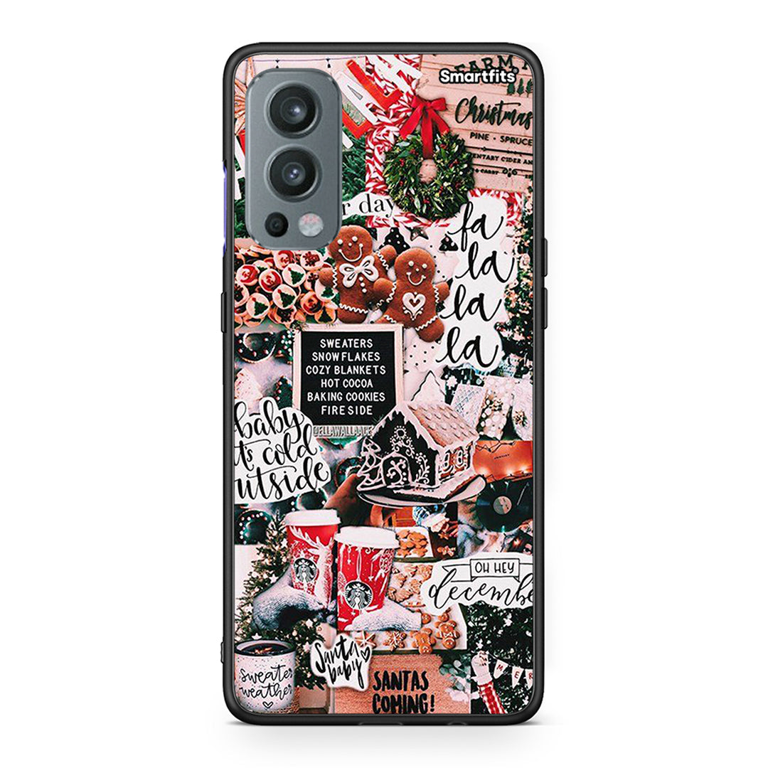 OnePlus Nord 2 5G Xmas Habbits θήκη από τη Smartfits με σχέδιο στο πίσω μέρος και μαύρο περίβλημα | Smartphone case with colorful back and black bezels by Smartfits
