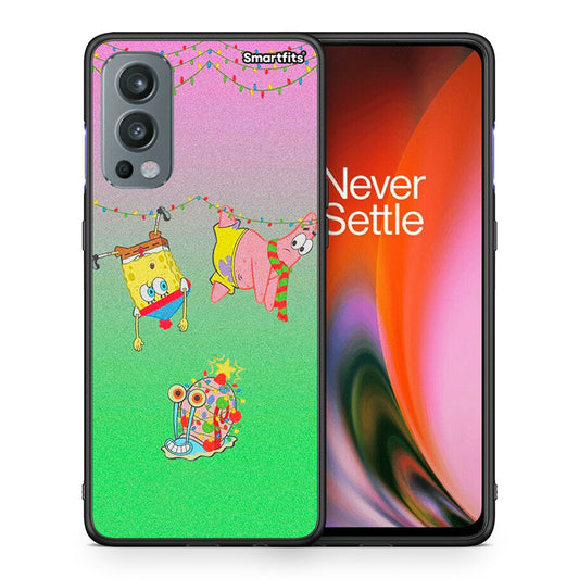 Θήκη OnePlus Nord 2 5G Xmas Lights από τη Smartfits με σχέδιο στο πίσω μέρος και μαύρο περίβλημα | OnePlus Nord 2 5G Xmas Lights case with colorful back and black bezels