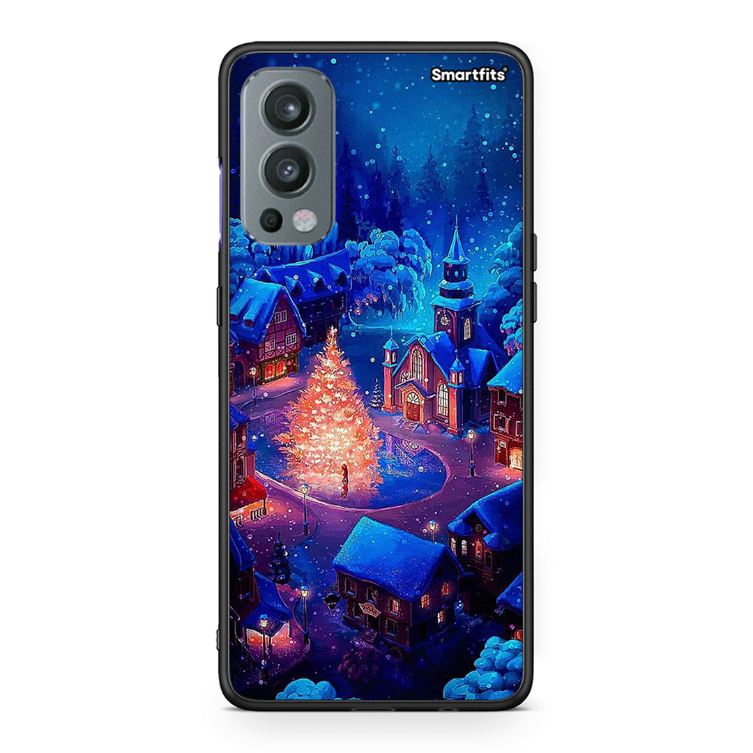 OnePlus Nord 2 5G Xmas Village θήκη από τη Smartfits με σχέδιο στο πίσω μέρος και μαύρο περίβλημα | Smartphone case with colorful back and black bezels by Smartfits