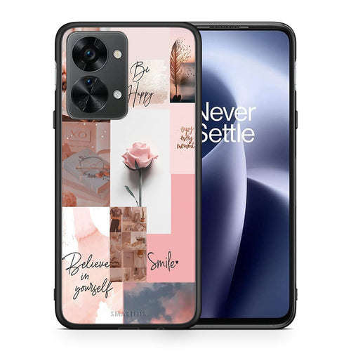 Θήκη OnePlus Nord 2T Aesthetic Collage από τη Smartfits με σχέδιο στο πίσω μέρος και μαύρο περίβλημα | OnePlus Nord 2T Aesthetic Collage case with colorful back and black bezels