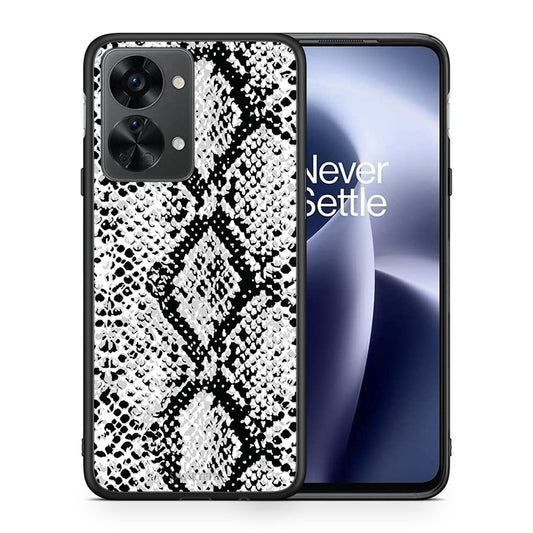 Θήκη OnePlus Nord 2T White Snake Animal από τη Smartfits με σχέδιο στο πίσω μέρος και μαύρο περίβλημα | OnePlus Nord 2T White Snake Animal case with colorful back and black bezels