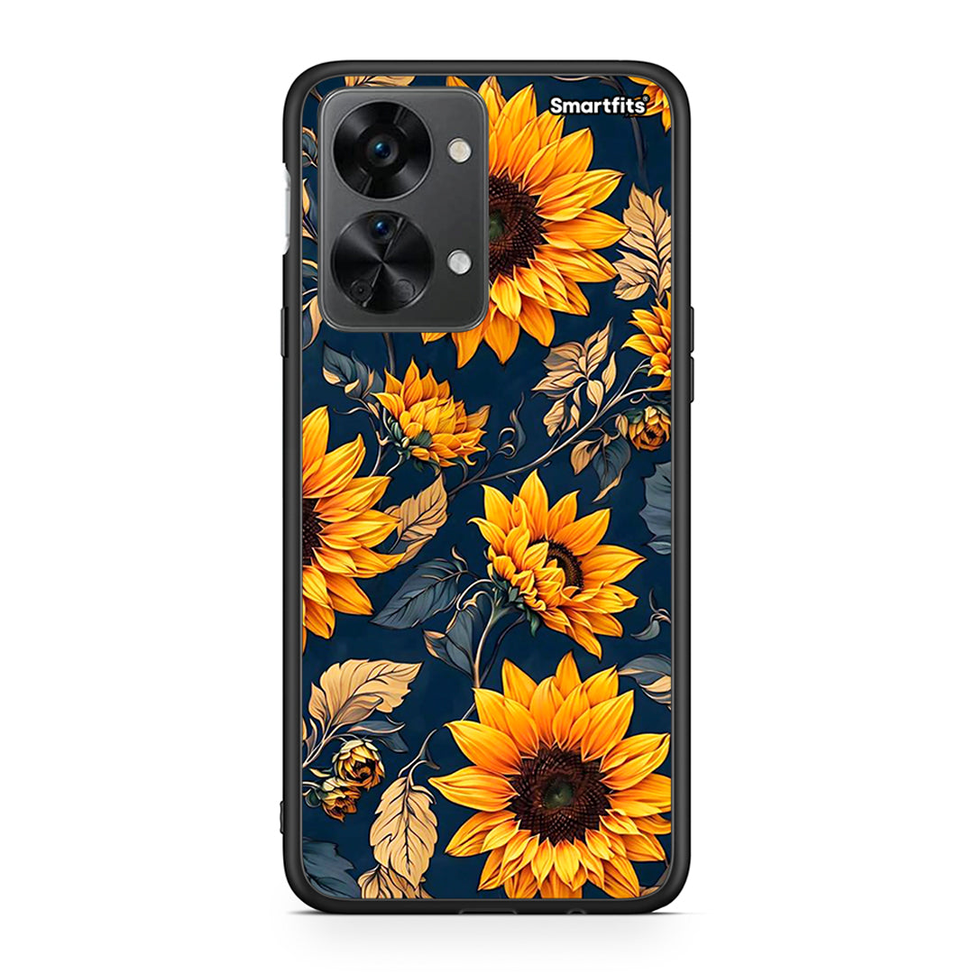 OnePlus Nord 2T Autumn Sunflowers θήκη από τη Smartfits με σχέδιο στο πίσω μέρος και μαύρο περίβλημα | Smartphone case with colorful back and black bezels by Smartfits