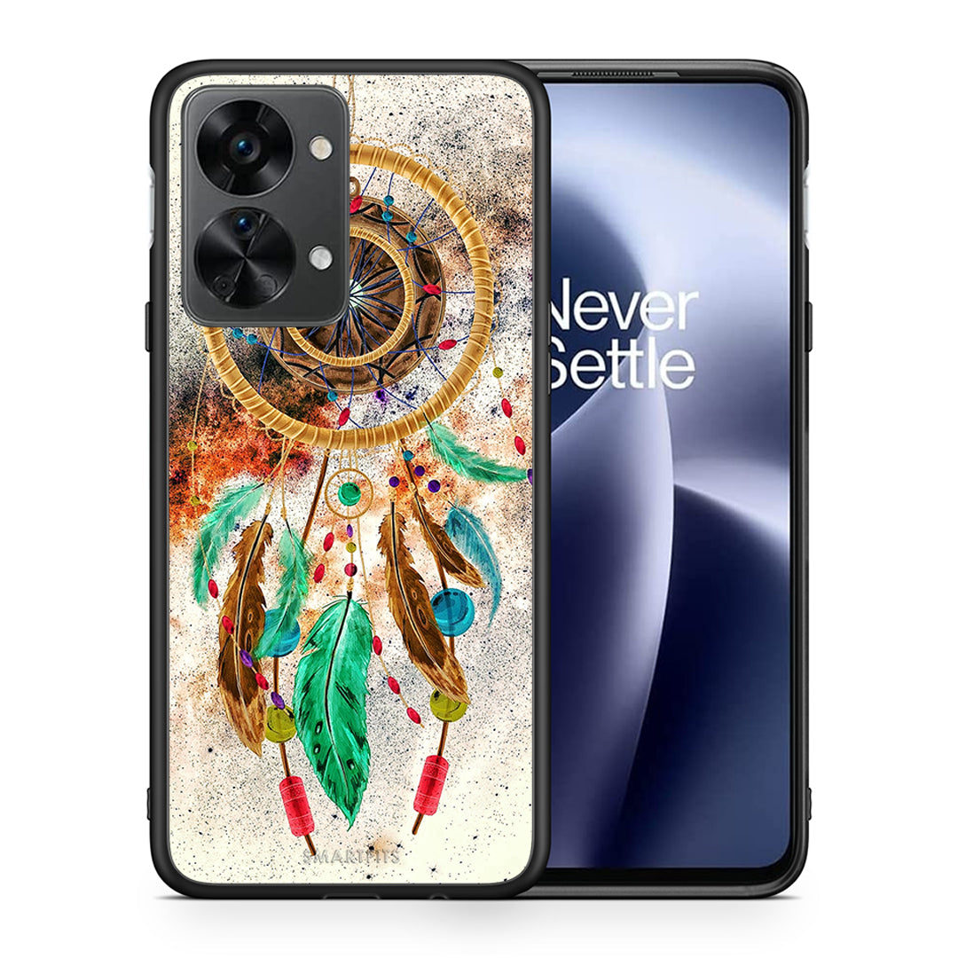 Θήκη OnePlus Nord 2T DreamCatcher Boho από τη Smartfits με σχέδιο στο πίσω μέρος και μαύρο περίβλημα | OnePlus Nord 2T DreamCatcher Boho case with colorful back and black bezels