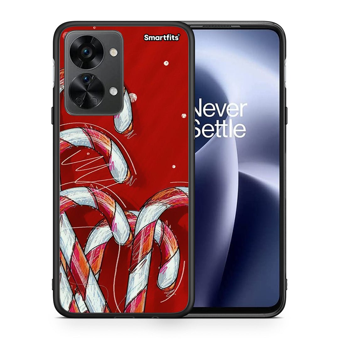 Θήκη OnePlus Nord 2T Candy Cane από τη Smartfits με σχέδιο στο πίσω μέρος και μαύρο περίβλημα | OnePlus Nord 2T Candy Cane case with colorful back and black bezels